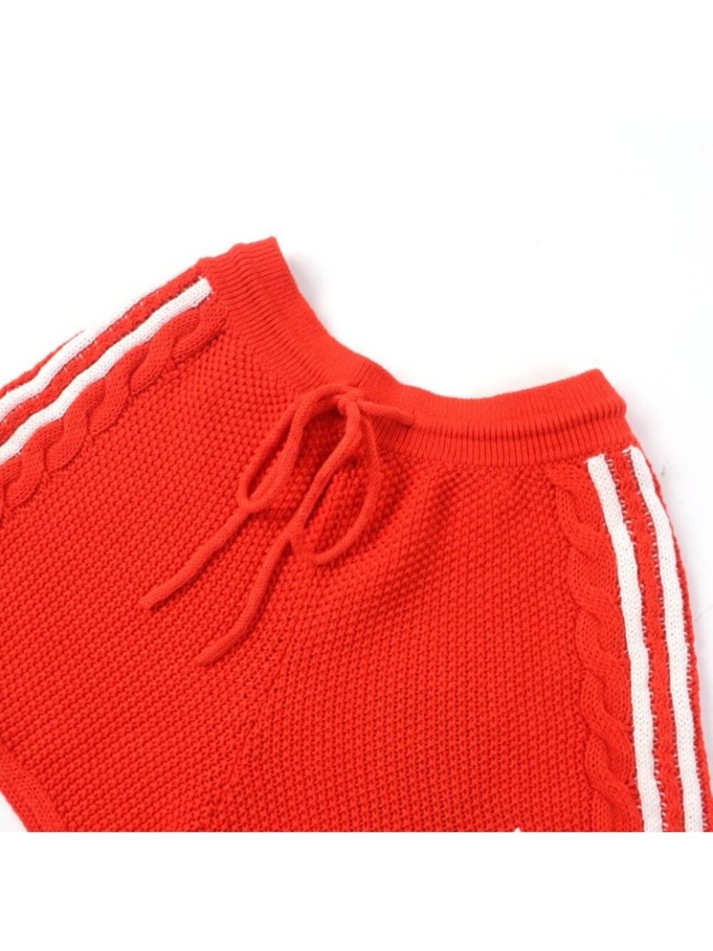 Gucci Adidas Linen Cotton Trefoil Embroidered Knit Shorts Orange - Picture 4 of 15
